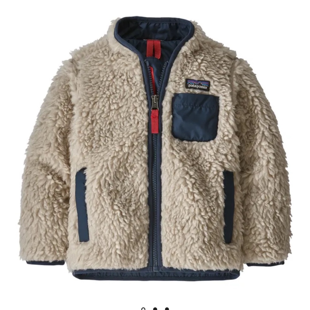 Patagonia Retro X Polar Fleece Vest Cream and Navy Jacket